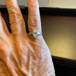 Marquise Platnum Diamond Cathedral Style Ring